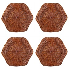 Wicker Tray Gift Baskets Fruit Centerpiece 9.5 x 1.75  (LOT OF 4)