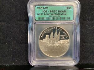 2002-W West Point Bicentennial Silver $1 Commemorative coin - ICG PR70 DCAM