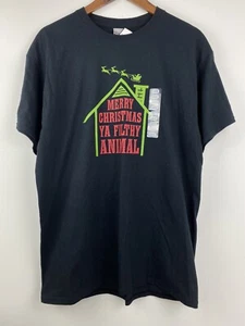 Merry Christmas Ya Filthy Animal Large Black Short Sleeve T-shirt NWT Home Alone - Picture 1 of 4