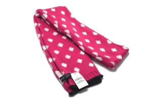 Gap Kids Pink White Dots Knit Scarf Navy Blue Trim Girls Bright Fuschia Cute - Picture 1 of 3