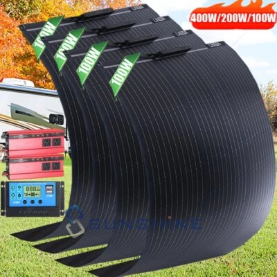 400W 200W PV柔性太阳能电池板离网单声道适用于发电站房车船露营车 — 第 1/4 张图片