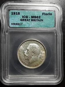 1915 Great Britain Florin KM #817  ICG Certified MS62 - Picture 1 of 2