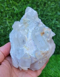 Aquamarin mit Quarz & grünem Turmalin auf Feldspat Pakistan Kristallprobe - Bild 1 von 7