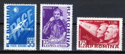 Rumänien 1961 MNH Mi 1994-1996 Sc C108-C110 Yuri Gagarin and Gherman Titov ** - Bild 1 von 2