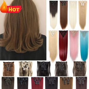 NATRAL 8pcs Real Full Head Thick Clip in Like Human Hair Extensions New Style US