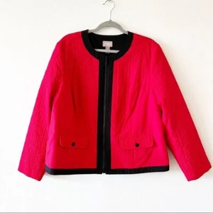 Chico’s Red Quilted Zip Up Bomber Jacket Chico’s Size 3 XL - Picture 1 of 7
