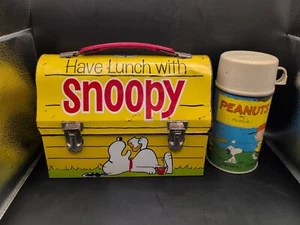 1968 Have Lunch mit Snoopy Kuppel Metall Brotdose mit Thermoskanne - Bild 1 von 20