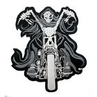 Patch Skeleton Biker Black White Textile Iron-on Motorcycle Motorbike Clothing