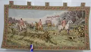 Vintage French Animals Hunting Scene Wall Hanging Tapestry 160x83cm - Picture 1 of 14