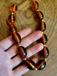Vintage Old Amber Bakelite Beads Choker Necklace Simichrome, Rare - Tested - Picture 1 of 3
