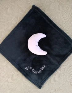 To The Moon and Back Lovey Navy Blue/White Moon Security Blanket Elle & Jaye - Picture 1 of 9