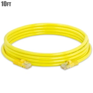 10FT Cat5e RJ45 Network LAN Ethernet UTP Patch Cable 350MHz 24AWG CCA Yellow - Picture 1 of 2