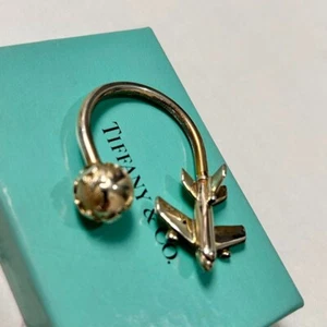TIFFANY & Co. Plane Globe Key Ring Sterling Silver925 Charm Chain Holder W/box - Picture 1 of 6