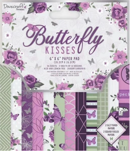 Dovecraft Premium 'Butterfly Kisses' 6" x 6" FSC Papers 12 SHEETS