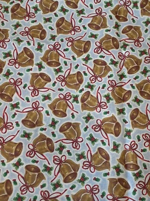 2 Yards ,Signature Classics Oakhurst Xmas Bell, Ribbon & Holly 44" Cotton Fabric - Image 1 of 4