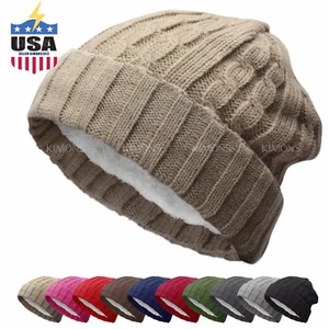BN-101 Knit Slouchy Baggy Beanie Winter Hat Ski Slouchy Cap Skull Men Women 2 - Picture 1 of 12