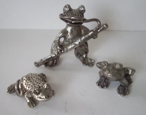 Lot of 3  Frogs metal pewter? figurine  Playing Bassoon - Picture 1 of 5