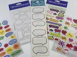 NEW CAPTIONS Stickers Word Bubbles Wow Smile What's Up Blank Photo Captions - Picture 1 of 6