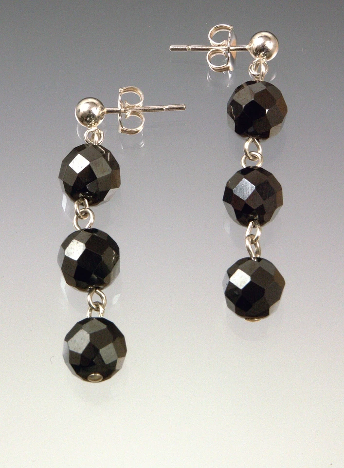 CLEARANCE SALE - BESS HEITNER CLEOPATRA HEMATITE STERLING SILVER DANGLE EARRINGS - Image 1 of 1