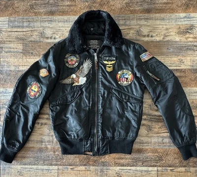 Chaqueta de vuelo de bombardero Top Gun Air Force CWU-45 con parches para hombre S Foto 1 de 4