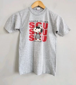 Vintage 70s Snoopy Peanuts Shirt Santa Clara University Kids Size Large (14-16) - Picture 1 of 9