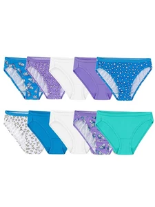 Pack of 10 Girls' Size 14 Cotton Bikini Underwear - Fashion Assorted Colors - Picture 1 of 3