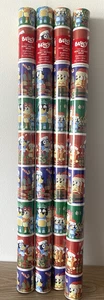 4 rouleaux de papier d'emballage de Noël bleu 50 pieds carrés chaque emballage cadeau de vacances - Photo 1/5