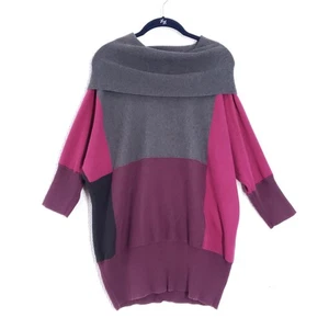 Suéter túnica cuello capucha insecto moda vintage para mujer 1X bloque de color gris púrpura - Imagen 1 de 13