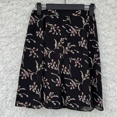 The Limited Black Floral Print A Line Midi Skirt Sz 2 Women's Sheer Overlay Y2K - Image 1 of 4