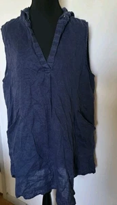Forcynthia Beachwear Linen Hooded Cover Up Tunic Womens Large Top - Picture 1 of 16