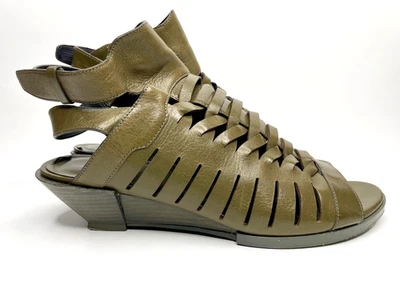 Sandalias Alexander Wang Nika Cuero Gladiador Verde Oliva/Marrón Talla EU 41 US 10.5 Foto 1 de 4