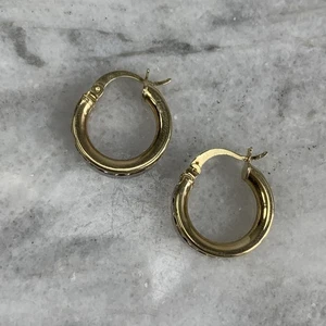 CZ Channel Set Hoop Earrings 9ct 9k 375 Yellow Gold - Picture 1 of 6