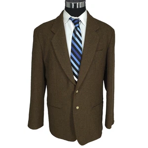 Structure Tweed Blazer Mens Medium Brown Sports Coat Jacket 2 Buttons Wool Blend - Picture 1 of 15