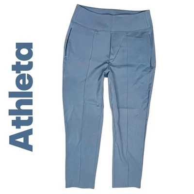 Athleta Eastbound Straight Pant Minimalistic Blue/Sage Pull On Zip/Pockets Sz 6 - Image 1 of 4