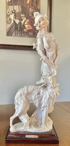 14" Giuseppe Armani Dame mit Barsoi (russischer Jagdhund) Figur - weißer Biskuit - Bild 1 von 24
