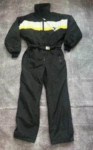Men's Vintage 90's Tyrolia Black Yellow White Color Block Winter Ski Suit Sz M - Picture 1 of 5