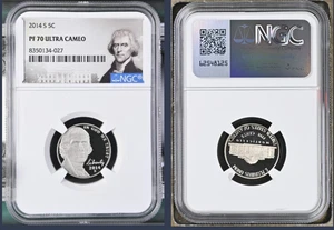 2014-S JEFFERSON NICKELS NGC PF70 ULTRA CAMEO "TOP POP" PORTRAIT LABEL - Picture 1 of 1