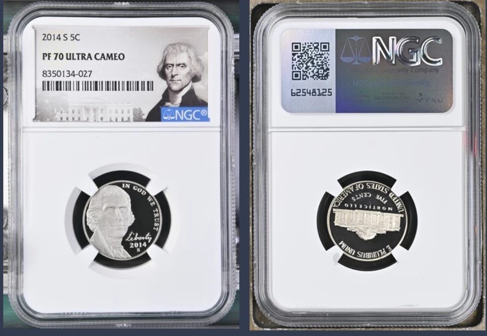 2014-S JEFFERSON NICKELS NGC PF70 ULTRA CAMEO "TOP POP" PORTRAIT LABEL - Image 1 of 1