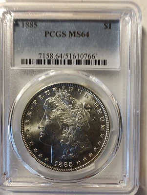 1885 P Morgan Silver Dollar PCGS MS64 Blue Holder. Very beautiful - Image 1 of 4