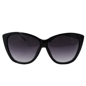 Vintage Oversize Plastic Frame Women's Sunglasses UV 413-Black w Gold Line - Picture 1 of 3
