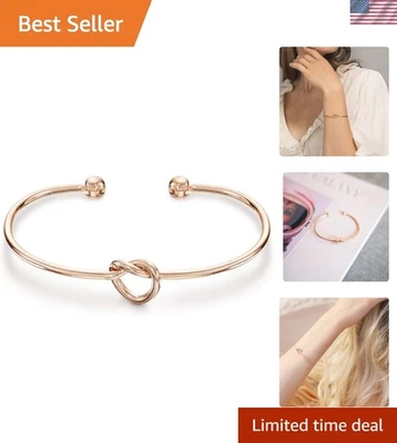 Brazalete Ajustable Nudo Forever Love en Oro Rosa 14K - Ideal para Cualquier Ocasión Foto 1 de 4