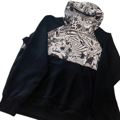 Volcom Black and White Logo Pullover Cinch Hoodie Size Large - Image 1 of 4