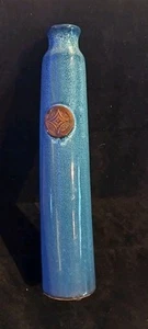 Vintage Studio Art Pottery Celtic Emblem Keramik Tropfblau 13" Vase - Bild 1 von 14
