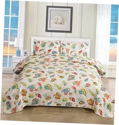  Juego de edredones de playa tamaño colcha oceánica edredón costero ligero amarillo king Foto 1 de 4