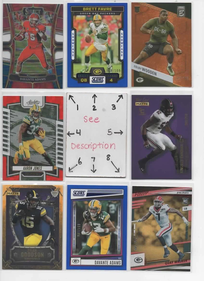 GREEN BAY PACKERS Serial #'d Rookies Jerseys Autos Adams Favre Jones Cobb Driver - Image 1 of 4