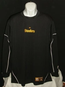  NWT NFL PITTSBURGH STEELERS BLACK EMBROIDERED 100% POLY L/S T-SHIRT MENS SZ.L  - Picture 1 of 12