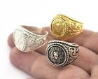 Lion Ring Raw Brass - Antique Silver - Shiny Silver Plated 9-12US size3048