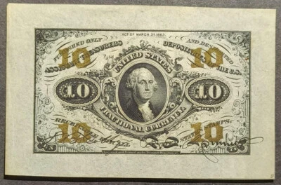 FRACTIONAL CURRENCY Third Issue (1864-69) Ten Cents Specimen wide margin pair. - Image 1 of 4