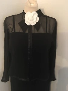 Vintage Jackie Rogers Black Silk Chiffon Gown Dress Jacket Size Large - Picture 1 of 8