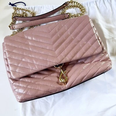Rebecca Minkoff Edie Solapa Acolchado Cuero Bolso Bandolera Monedero Polvoriento Malva Foto 1 de 4